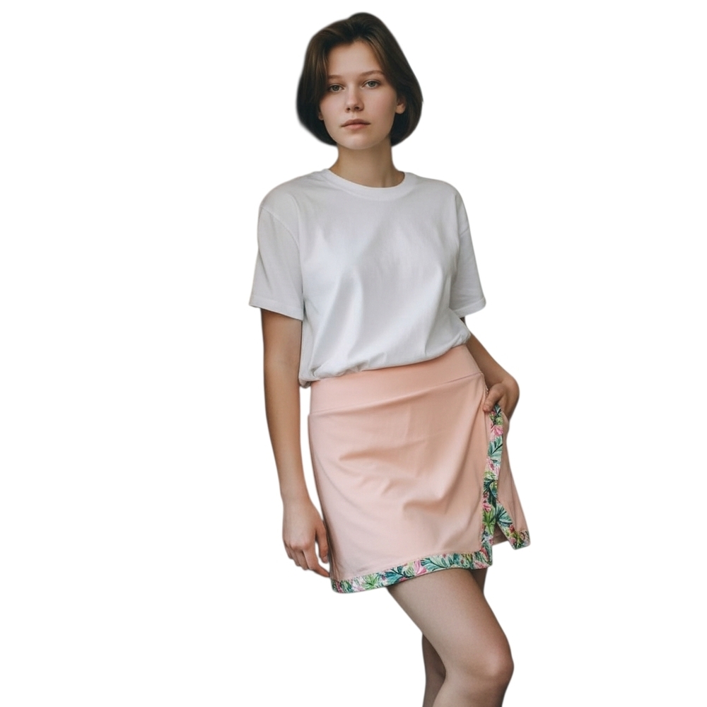 Stella Parker Pink Tennis Golf Skirt Floral Trim Size Medium